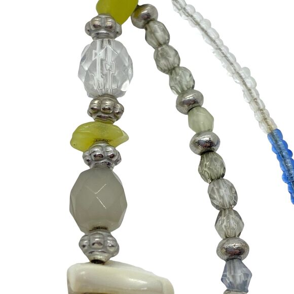 Lia Sophia Necklace Womens Silver Tone Three Strand Stone Crystal Shell Beaded - Picture 3 of 16